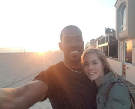 Christian Taylor with his girlfriend Beate at Long Beach, California.